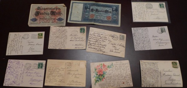 Alte Postkarten und Reichsmark