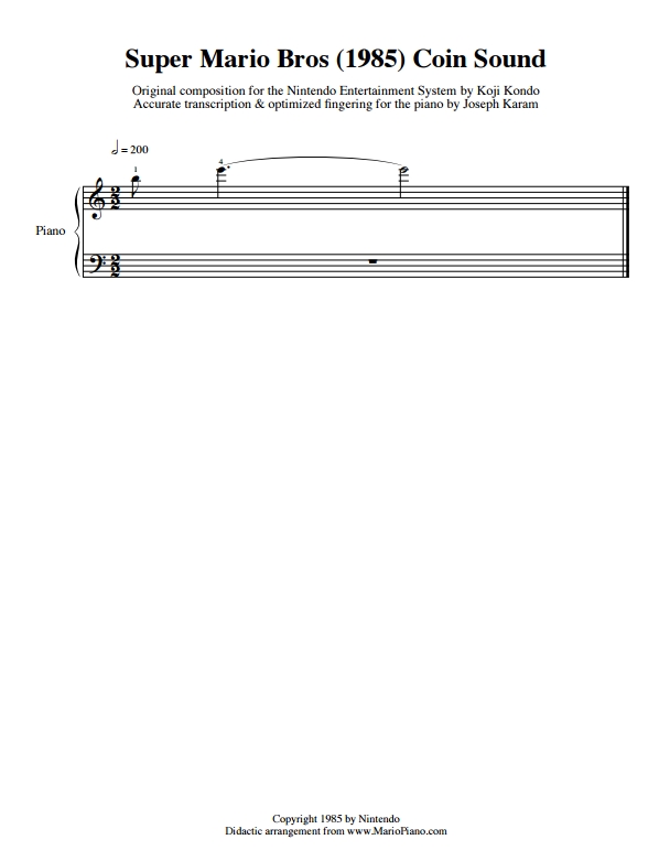 Mario Coin Music Sheet