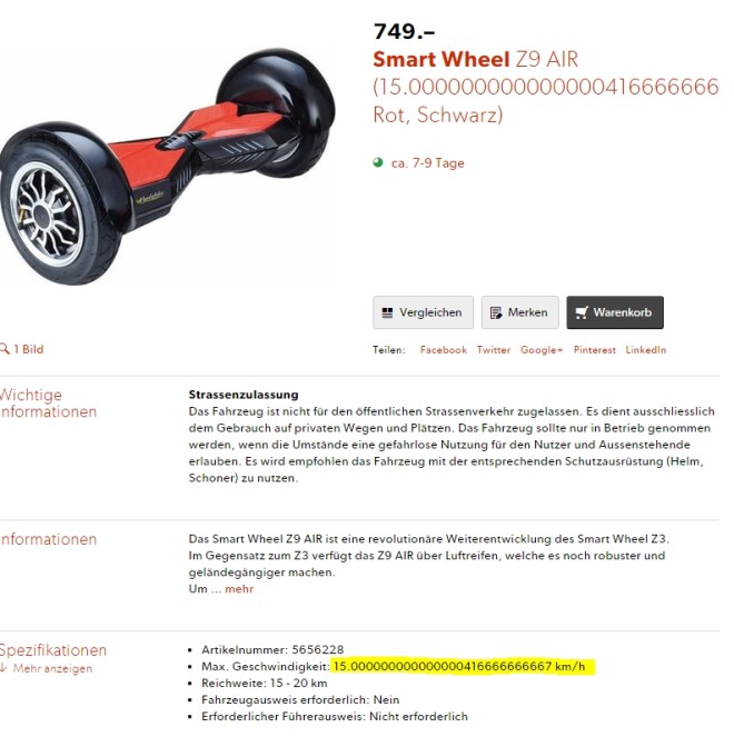 SmartWheelGeschwindigkeit